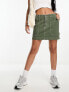 Mango cargo detail skirt in light green