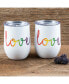 Фото #2 товара Double Wall 2 Pack of 12 oz White Wine Tumblers with Metallic "Love" Decal