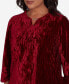 ფოტო #5 პროდუქტის Runway Ready Women's Crushed Velvet Beaded Split Neck Top