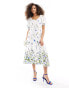 & Other Stories linen puff sleeve belted midaxi dress in floral print Bunt Geblümt, 34 - фото #2