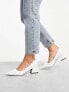 ASOS DESIGN Wide Fit Saint block mid heeled shoes in off white croc