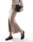 YAS knitted maxi skirt co-ord in mushroom - BEIGE