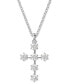 ფოტო #1 პროდუქტის Silver-Tone Insigne Crystal Cross Pendant Necklace, 15" + 2-3/4" extender