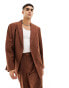 ASOS DESIGN oversized suit jacket in slubby texture in brown