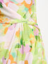 ASOS DESIGN satin cowl neck maxi dress with ruching detail in bright floral