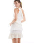 Фото #3 товара ASOS DESIGN one shoulder crochet & broderie mix tiered mini dress in cream