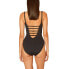 Фото #2 товара Bleu Rod Beattie Womens Lace-Down One-Piece Swimsuit Black Size 12