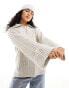 Фото #2 товара Pieces high neck quarter zip knitted jumper in light beige