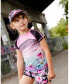 ფოტო #2 პროდუქტის Girl Short Sleeve Athletic Top Gradient Pink Printed Big Flowers - Child