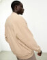 ASOS DESIGN oversized half zip baseball sweatshirt in beige pique