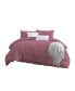 Фото #4 товара Lush Moselle Cotton Ruched Waffle Weave 3 Piece Duvet Cover Set, California King