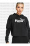 Essentials Cropped Logo Hoodie in Black Kadın Pamuklu Kumaş Siyah Sweatshirt