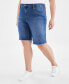 ფოტო #1 პროდუქტის Plus Size Denim Raw-Edge Bermuda Shorts, Created for Macy's