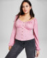 Фото #1 товара Women's Blouson-Sleeve Button-Front Top, Created for Macy's