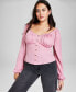 ფოტო #1 პროდუქტის Women's Blouson-Sleeve Button-Front Top, Created for Macy's