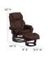Multi-Position Recliner & Ottoman With Swivel Wood Base