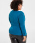INC Plus Size Drape-Front Long-Sleeve Top, Created for Macy's