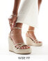 Фото #2 товара Glamorous Wide Fit espadrille wedge heeled sandals in gold