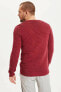 Erkek Bordo Slim Fit Triko Kazak L0033AZ19AU