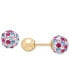 ფოტო #1 პროდუქტის Children's Pink and Blue Crystal Ball Stud Reversible Earrings in 14k Gold