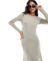 Vero Moda long sleeved maxi dress with seam detail in stone