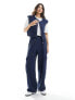 Фото #5 товара Object textured denim cargo trouser co-ord in dark blue wash