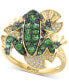 ფოტო #1 პროდუქტის EFFY® Tsavorite (3/4 ct. t.w.), White Diamond (1/6 ct. t.w.) & Black Diaond (1/20 ct. t.w.) Frog Ring in 14k Gold