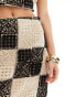 Object crochet mini skirt co-ord in mono check