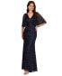 ფოტო #1 პროდუქტის Women's Sequin Mesh Capelet-Sleeve Gown