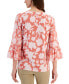 Фото #2 товара Women's Printed Ruffled-Sleeve Top, Created for Macy's