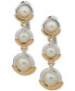 Two-Tone Imitation Pearl Ring Clip-On Triple Drop Earrings