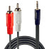Фото #2 товара Lindy 1m Premium Phono To 3.5mm Cable, 3.5mm, Male, 2 x RCA, Male, 1 m, Black