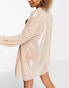 ASOS DESIGN oversized sequin beach shirt in cream