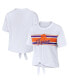 Women's White Clemson Tigers Striped Front Knot Cropped T-shirt