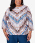 Фото #1 товара Plus Size Classic Python Chevron Crew Neck Top