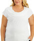 Фото #2 товара Plus Size Stretch Knit Short-Sleeve Cowl-Neck Top