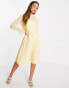 Vila midi dress with frill detail in yellow - YELLOW