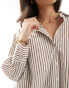 Фото #2 товара Pimkie longline oversized shirt in brown and white stripe