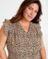 Trendy Plus Size Leopard-Print Ruffle-Sleeve Top, Created for Macy's