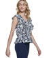 ფოტო #3 პროდუქტის Women's Floral-Print Ruffled Woven Peplum Blouse