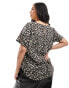 ONLY Curve woven top in leopard print