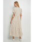 Фото #3 товара Women's Gingham Tiered Dress with Bow-Tie Sleeves