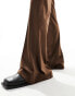 Фото #2 товара ASOS DESIGN flare suit trouser in brown suedette