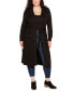 Фото #1 товара Black Label Plus Size Rhinestone-Trim Belted Duster Cardigan Sweater