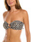 Vince Camuto Tanzania Cheetah Logo Ring Bandeau Bikini Top Black SM - фото #1