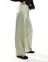 Фото #3 товара Pull&Bear satin wide leg trousers in khaki