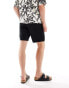 ASOS DESIGN slim linen shorts in black