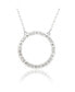 Suzy Levian Sterling Silver Cubic Zirconia Alternating Round & Baguette Open Circle Pendant Necklace