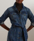 ფოტო #3 პროდუქტის Women's Belted Denim Shirtdress