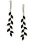 ფოტო #1 პროდუქტის Onyx & Lab-Grown White Sapphire (1/8 ct. t.w.) Leaf Drop Earrings in 14k Gold-Plated Sterling Silver